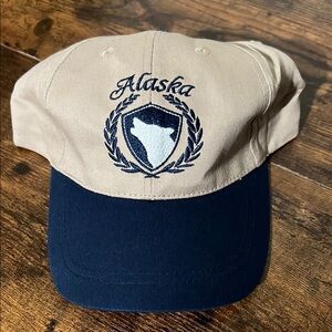 Alaska Embroidered Cap in Tan and Navy